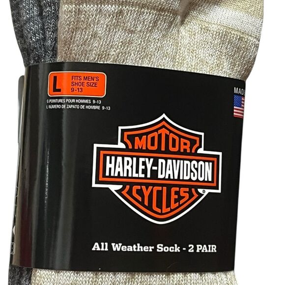 Harley-Davidson All Weather Socks - Gray and Cream, 2 Pairs, Size L, NWT - Picture 5 of 7